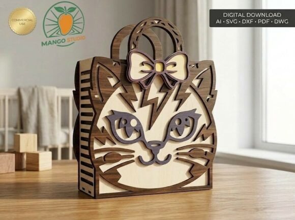 Download 3D Layered Cat Gift Box Laser Cut - Premium Resources